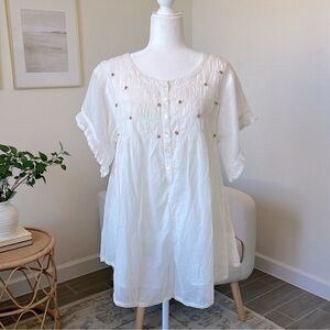 Free People Victoria Babydoll‎ Cotton Romper Ivory White Delicate Airy Size XS